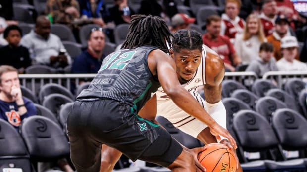 Mississippi State Guard/Forward Cameron Matthews during the game between the Tulane Green Wave and the Mississippi State Bulldogs at State Farm Arena in Atlanta.